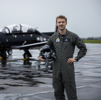 Flying Officer Finlay Adam with the RNZA Fs T 6 C Texan II